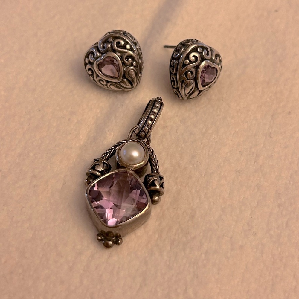 Sterling Silver earrings w/ matching pendant